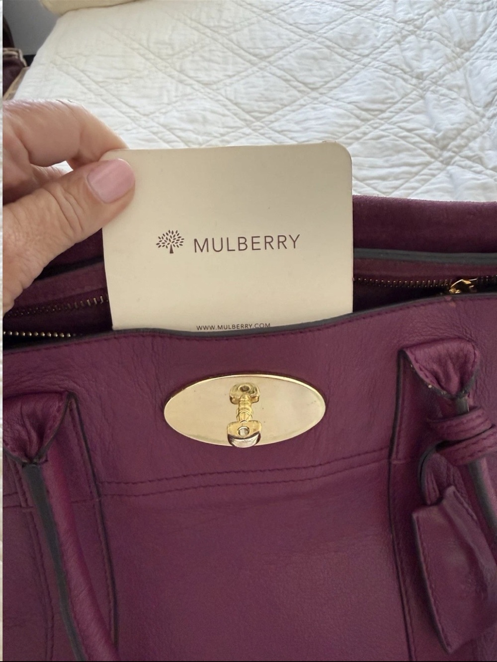 Mulberry Plum Leather Satchel with Gold Hardware - Picture 7 of 11